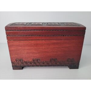 Handcrafted Polish Jewelry Box Folk Art Carved Poplar Linden & Lime Wood Brass